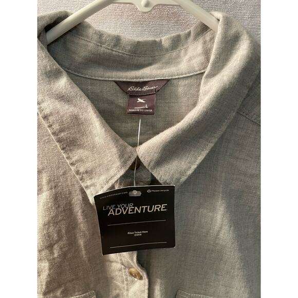 Eddie Bauer New w tag button up long sleeve‎ shirt men’s gray size large - Picture 3 of 6